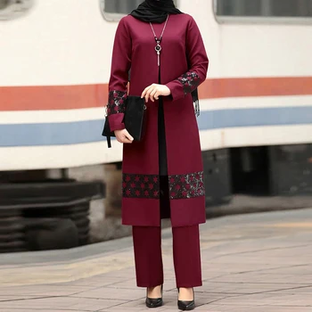 Il Ramadan, Eid Mubarak Kaftan Dubai Abaya Turchia Hijab Musulmano Imposta Abito Islam Abbigliamento Per Le Donne Ensemble Musulman Veste Femme Ete