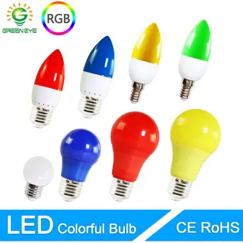 Lampada LED E27 E14 3W 5W 7W Led RGB Lampadina A60 A50 G45 C35 candela Led Luce Colorata SMD 2835 AC 220V 240V Torcia Bulb Globe
