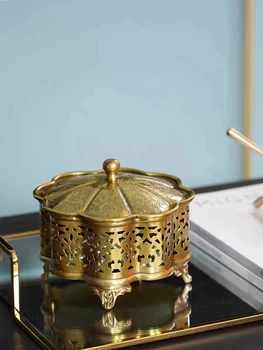 Ottone intagliato a mano, gioielli scatola storage box di rame fabbricazione di lusso artefatto stile classico Europeo