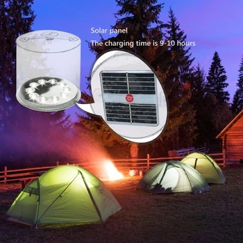 Pieghevole Campeggio Solar Powered Luci a LED Gonfiabile di illuminazione Esterna Impermeabile Escursionismo Pesca Portatili, Torce elettriche