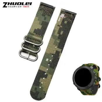 NYLON cinturino 18mm 20mm 22mm 24mm con anello in acciaio inox ganci Camouflage verde militare uomo sport all'Aperto tracolla Intrecciata