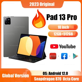 Globale Firmware Nuovo 10 Pollici Display HD Tablet Pad 13 Pro Tablet Android 12 Snapdragon 870 RAM 12 gb di ROM da 512 gb Tablet Pad Pro 13