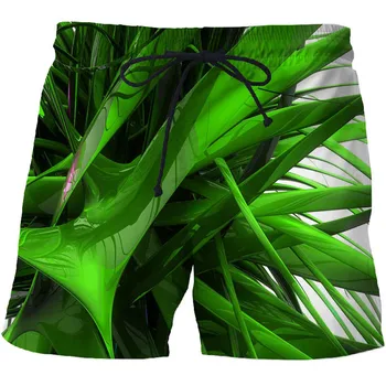 2021 Uomini Nuovi di Estate Coppie di Verde Foglia di Stampa 3D Tuffo Nuotare Casual Vacanza con Piscina Spiaggia Pantaloncini abbigliamento uomo pantaloncini