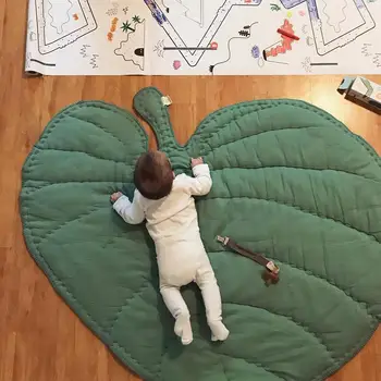 110cm Infantile del Bambino in Morbido Cotone Strisciando Tappeto a Forma di Foglia Coperta di Pelo Tappeto Decorazione Camera Calda