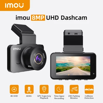 IMOU S800 4K Dash Cam per Auto Ammiraglia Obiettivo GPS incorporato, Voice Control Visione Notturna 24 ore di Parcheggio Monitior Video Registratore Wifi