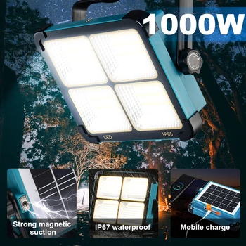 Superbright 1000watt Portatile Campeggio Tenda Lampada USB Ricaricabile Solare del LED Luce di Inondazione all'Aperto impermeabile di Lavoro Riparazione di Illuminazione