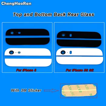 ChengHaoRan 1Set Back Cover Vetro Posteriore Custodia Per iPhone 5 5S SE Montare l'Alloggiamento Superiore Inferiore Flash della Fotocamera Lente+3M Adesivo
