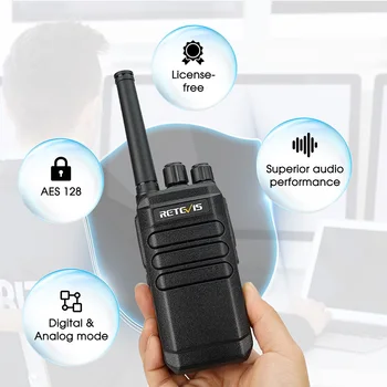 Retevis RT40 DMR Digital Licenza Walkie Talkie PMR446 Analogico Walkie-talkie 1 o 2 Pc Portatili Radio a Due vie per la Sicurezza