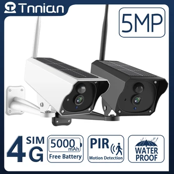 Tnnian 5MP 4G Solare all'Aperto della Macchina fotografica di Movimento PIR Rilevamento Allarme WIFI Batteria di Sicurezza del CCTV del IP di Sorveglianza Telecamera di Tuya / V380