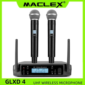 Maclex GLX4 di Alta Qualità Professionale a Doppio Sistema senza fili del Microfono di 600 699mhz in scena spettacoli Dinamico a 2 Canali Palmare