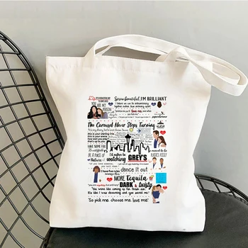 Greys Anatomy shopping bag tote borsa del cotone riutilizzabili bolsa borsa di tela tessuta shoping sacola sac sac cabas tissu