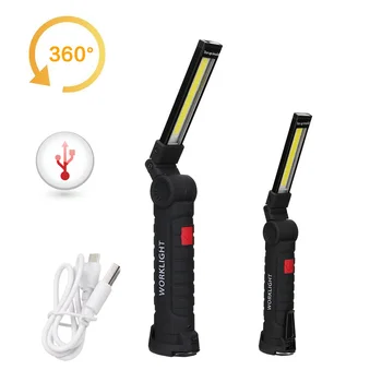 Nuovo Portatile COB ha condotto la Torcia elettrica Ricaricabile di USB Luce del Lavoro Magnetico Lanterna Lampada con Batteria integrata da Campeggio Torcia