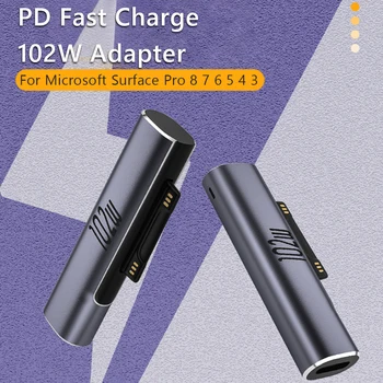 USB Type C PD Adattatore per Microsoft Surface Pro X 8 7 6 5 4 3 Go Libro 102W/65W/45W Magnetico di Ricarica Veloce Convertitore di Spina del Caricabatterie