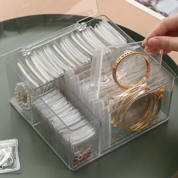 Anti-ossidazione casella di gioielli Portatile orecchino anello trasparente cassetto Multi-grid box di stoccaggio Orecchini collane di tenuta borse