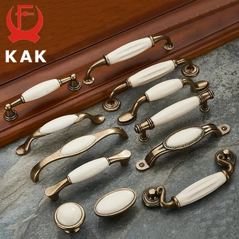KAK 5 pezzo Bronzo Antico in Ceramica Bianco Armadio Maniglie in Lega di Zinco Cassetto manopole Armadio Maniglie Europea della Mobilia, Maniglia di
