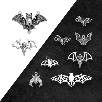 Placcato Argento Antico Halloween Bat Fascino Horror Pendenti Per Il Fai Da Te Collana Orecchino Monili Che Fanno I Risultati Forniture Accessori