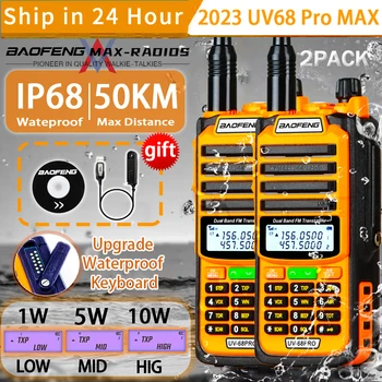 2pcs 2023 migliori baofeng radio UV68 P. M V2 IP68 Estrema impermeabilizzazione 10W ad Alta Potenza di 50 km e Lunga Distanza di Aggiornamento UV9R Walkie