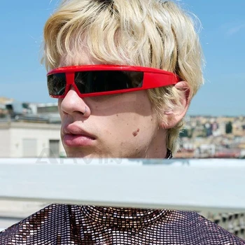 Avvolgere Punk Y2K Occhiali da sole delle Donne di Un Pezzo Bordo Stretto Futuro Vento Occhiali da Sole alla Moda Uomini all'Aperto Occhiali Sfumature 2023