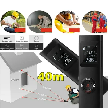 laser misuratore di distanza 40M Smart Gamma Digitale Portatile di USB di Ricarica Telemetro Mini Palmare Distanza Misura Metro