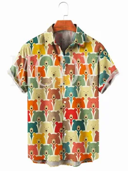 Orso Uomini Camicie 3D in Tutto Stampato Camicia Hawaiana Uomini che Per le Donne Casual Traspirante Hawaiian Shirt Manica Corta