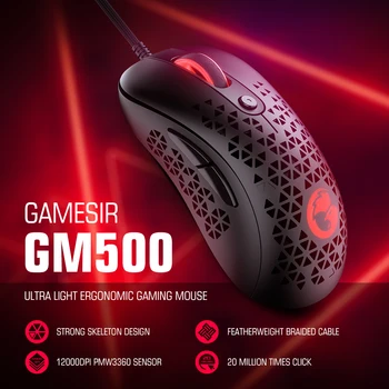 GameSir GM500 Wired Gaming Mouse Super Leggero Mouse per PC con PMW33600 sensore ottico 12000 DPI