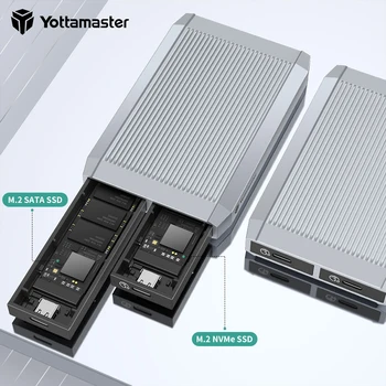 Yottamaster 10Gbps strumento Gratuito Dual Bay M. 2 NVMe 2bay SSD Enclosure 10Gbps di incrementare la Velocità Thunderbolt 3 Compatibile per Windows Mac