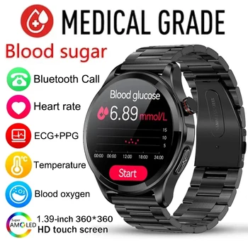 2023 Nuovo ECG+PPG Non Invasivo di Glucosio nel Sangue Smart Watch Uomini Bluetooth Chiamata Orologio Frequenza Cardiaca Salute Smart Watch Per Huawei, Xiaomi