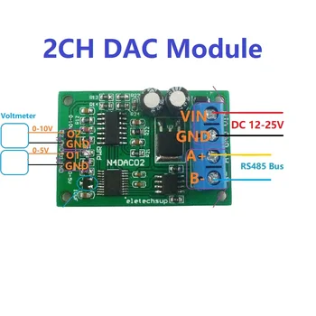 DC 12V 2CH DAC Modulo 0-5V 0-10V PWM di Tensione Analogico Convertitore RS485 Modbus RTU Consiglio