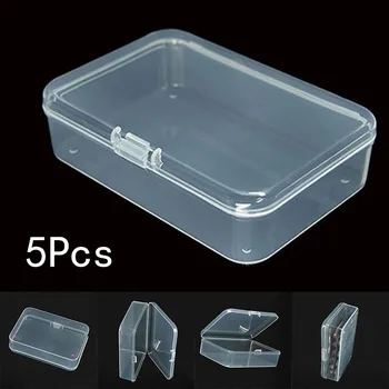 5PCS Scatola di Plastica Trasparente Imballaggio Gioielli Componente Per la Ricezione di Casella di Carta di identità Gioielli Rettangolo Casa di plastica scatola di immagazzinaggio