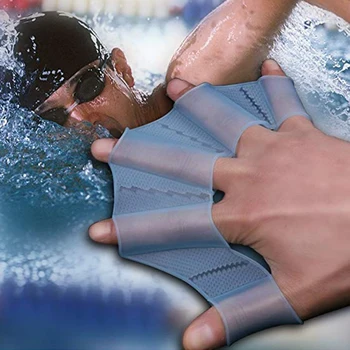 1Pair Unisex Rana in Silicone di Tipo Cinture di Nuoto a Mano Pinne Pinne Dito Guanti Palmati Paddle Sport acquatici