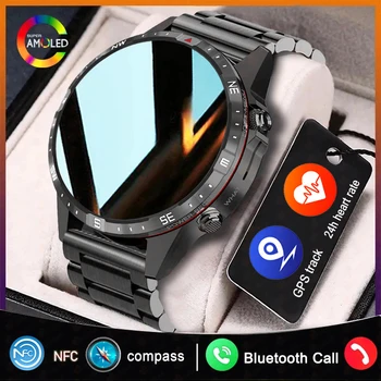 2023 Nuovo NFC Bluetooth Chiamare gli Uomini Smart Watch 1,6 pollici AMOLED Orologi Bussola GPS Sport Track Smartwatch Per il Corpo in Metallo