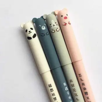 4 pc/lotto Kawaii Penna Cancellabile Panda Orso Rosa Maiale Gatto Penne Cute Cartoon Animali in Lavatrice Gestire Gel Pen 0,35 mm Refill Aste Regalo