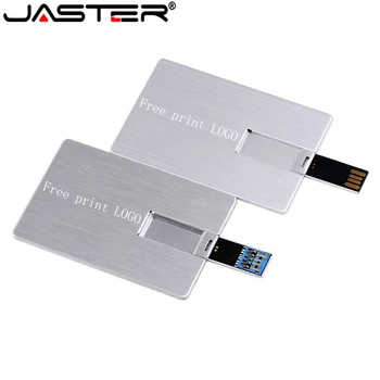 JASTER USB Flash Drive 4GB 16GB 32GB 64GB Carta di Metallo Pendrive Regalo di Affari Bastone di Credito Pen Drive(5PCS LOGO personalizzato)