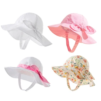 Estate Baby Bucket Hat Stampa di Fiore Bowknot Bambini Ragazze Sole Cappelli Outdoor Bambino Panama Vacanza Spiaggia di Cap 0-4Yrs