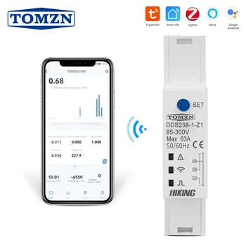 Zigbee TUYA 18mm 63A WIFI smart Bidirezionale di Energia Contatore timer di Alimentazione del Monitor kWh Misuratore di tensione di corrente di protezione