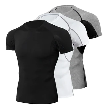 Palestra T-shirt Uomo Basket Calcio di Compressione Shirt Bodybuilding Top Tee Stretto Rashguard Magliette Maniche corte Vestiti