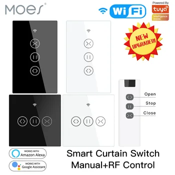 Moes WiFi RF433 Smart Touch Cortina di Tende a Rullo con Motore Interruttore di Tuya Smart Life App di Controllo Remoto di Lavoro con Alexa di Casa Google CI