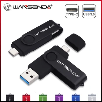WANSENDA USB Flash Drive 128GB 256GB di TIPO C Pendrive 16GB 32GB 64GB 512GB di Tipo C e di Tipo-Una Memory Stick per Smartphone/Tablet PC