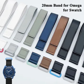 20mm Leather Watch Band per Omega Swatch Pianeta in Co-branding Sostituzione di Sport del Braccialetto Cinturino Uomini Donne Accessori Braccialetto