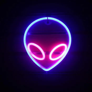 Halloween LED Alieno Neon Volto Alieno a Forma di Attaccatura di Parete Luci per Casa Camera per Bambini Saucerman Lampade notturne Partito Arte decorativa