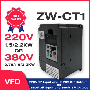Inverter VFD display VFD A 1,5 KW/2.2 KW Inverter di Frequenza ZW-CT1 3P 220V 380V Frequenza di Uscita del Convertitore di Frequenza Variabile wzw