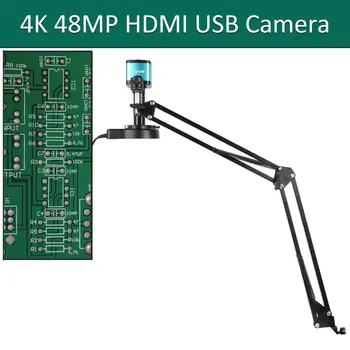 4K Microscopio 48MP Microscopio Digitale Per l'Elettronica USB Telecamere Industriali HDMI 1-150X Zoom Obiettivo C-Mount Telefono Saldatura di Pcb