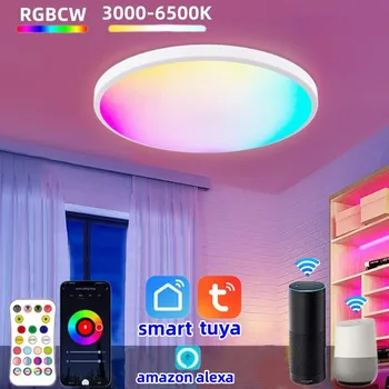 LED Lampada da Soffitto RGBCW Dimmerabile Smart APP TUYA WIFI Remote Control Controllo Vocale Arredamento Camera da letto la Luce Interna del Partito Lampada Romantica