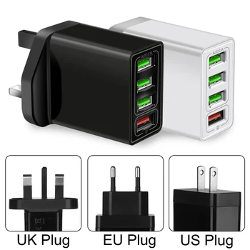 4 Multi-Porta QC 3.0 Veloce Quick Charge 4 Hub USB Caricatore da Muro Adattatore UK US EU Plug per iPhone Samsung con porta USB