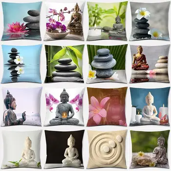 Buddha Zen Stone Flower Serie Di Cuscini Da Letto E Divano-Auto Cuscino Home Office Cuscino Decorativo