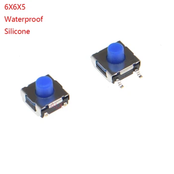 20pcs 6*6*5mm 4 pin SMD Impermeabile in Silicone Interruttore tattile 6x6x5mm 4P Micro Pulsante Tattile e di Switch Blu Trasparente