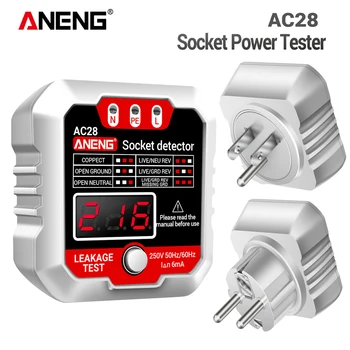 ANENG AC28 Presa Digitale Tester di Alimentazione 250V 50Hz/60Hz Presa di Polarità Detector Tester di Tensione Interruttore Finder EU/US Plug