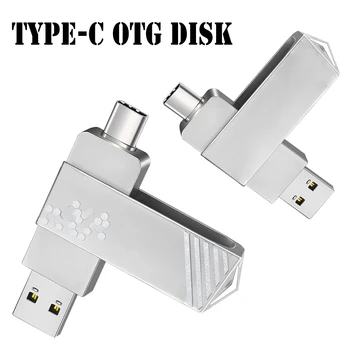 USB2.0 2in1 di Tipo C, USB OTG Flash Drive 32G 64G 128GB Esterni ad Alta Velocità, Memory Stick SmartPhone PC Portatile del Metallo di USB Pen Drive