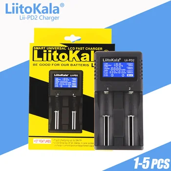 1-5PCS LiitoKala Lii-PD2 LCD Smart Batteria 18650 Caricabatterie Li-ion 18650 26700 16340 26650 21700 26700 LCD Caricabatterie +AUTO