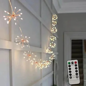 100/150 LED Starburst Fuochi d'artificio Stringa di Luce a Controllo Remoto 8 Modalità Solare Impermeabile Ghirlanda Fata Luce la Decorazione del Giardino